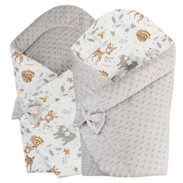 Bomimi Quick wrap reversibel minky dyr beige