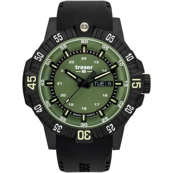 Ur - TRASER - 110727 - Kvarts - Rustfrit stål - Sort gummirem