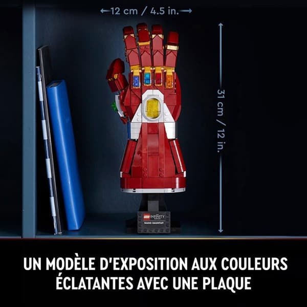 LEGO Marvel 76223 — Thanos' Infinity Gauntlet til samling for voksne, 6 sten, stativ