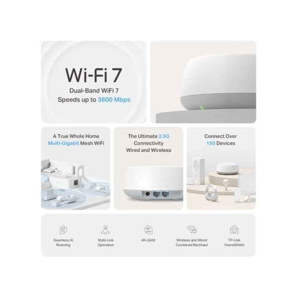 Mesh-system - TP-Link - DECO BE25 (2-PACK) - Wi-Fi 7 - 2882 Mbit/s - Hvid