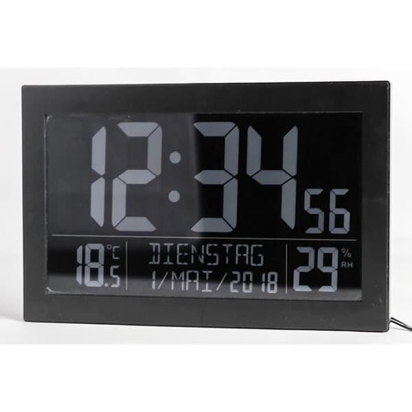 Radiostyret ur - TECHNOLINE - 2477 - Sort - Indendørs - Rektangulært