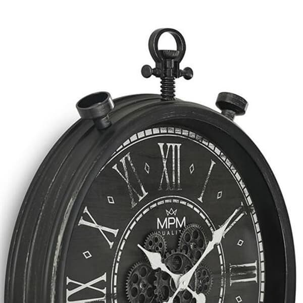 Väggklocka - MPM QUALITY - E01.4326.90 - Retro - Svart - Plast