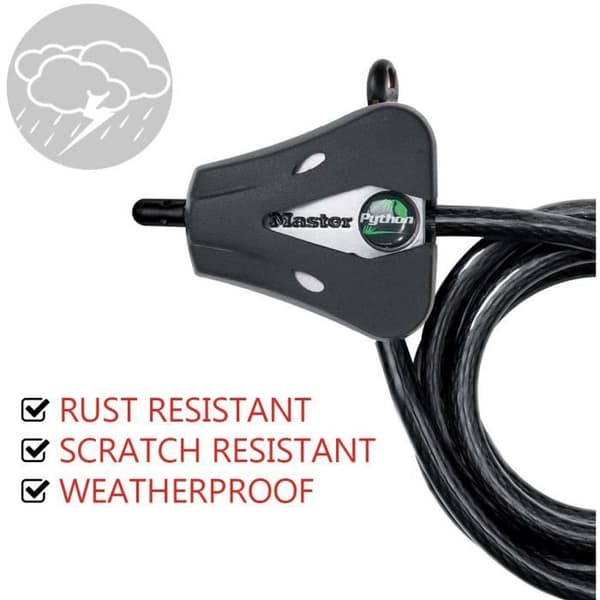 MASTER LOCK justerbart tyverisikringskabel - 1,80m x Ø 8mm - Overlegen modstand mod plukning