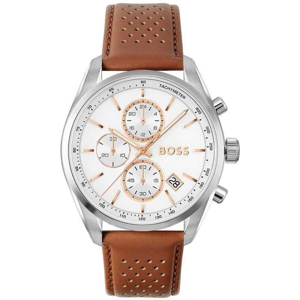 Klocka - Stål, Brunt Läder - Hugo Boss - 1514313M
