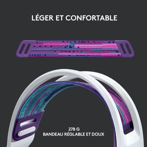 Gaming headset - Trådlös - Logitech G - G733 Lightspeed - PS5, PS4, PC, MAC - Vit