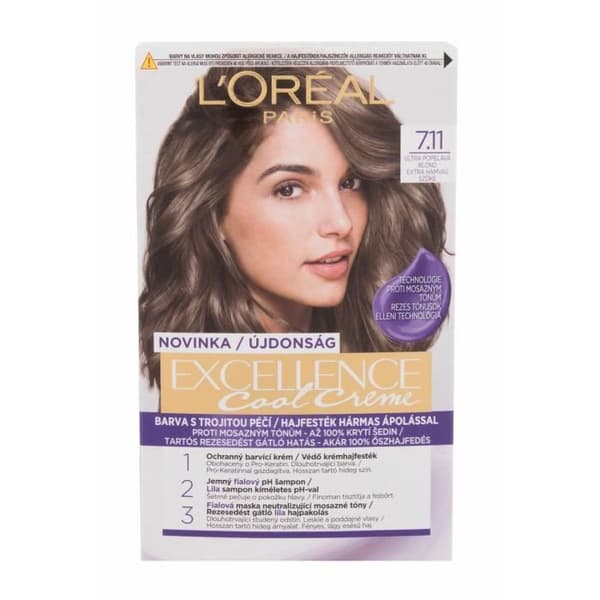 48ml Loréal Paris Excellence Cool Creme, 7.11 Ultra Ash Blond, Hårfarve