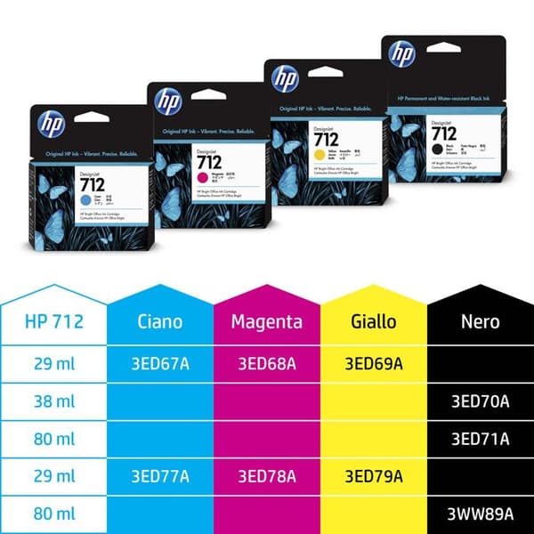 Blækpatron - HP - 712 - Sort - 38 ml - Autentisk
