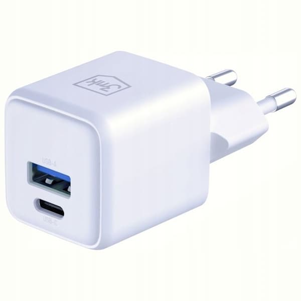 3mk Hyper GaN 20 W QC4+ PD PPS USB-C USB-A Hvid