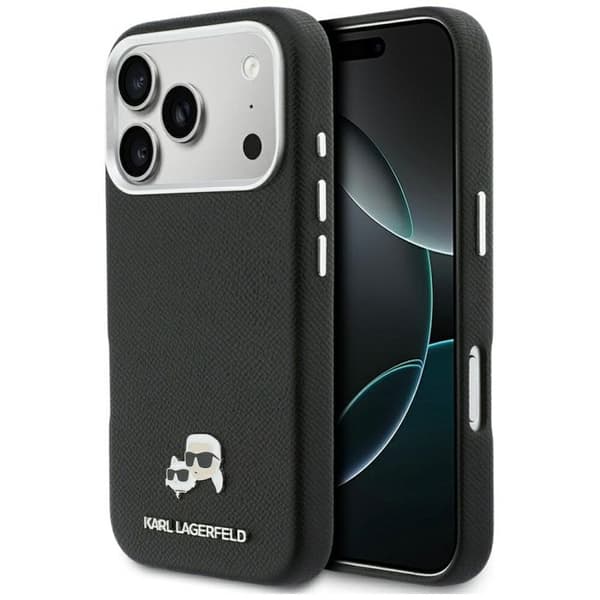 Coque Karl Lagerfeld Hardcase Læder K&C Head Pin MagSafe til iPhone 17 Pro - Sort