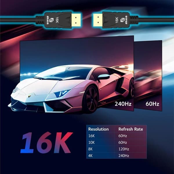 AKASA 16K DisplayPort-kabel
