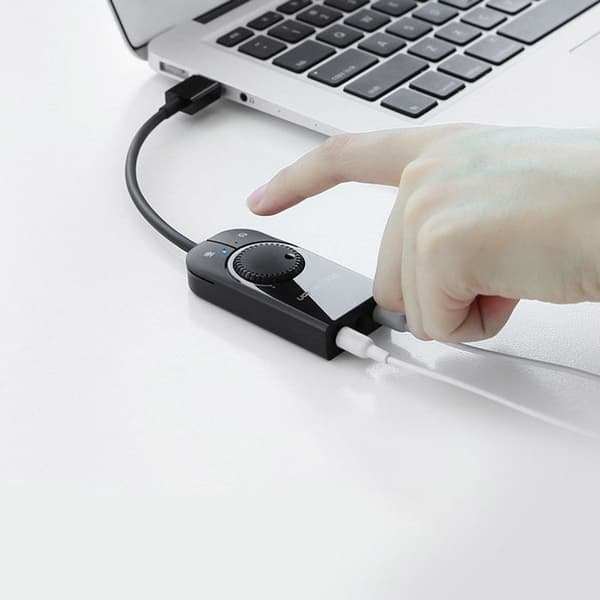 USB audioadapter til 3x Jack - Ugreen - 40964 - Sort - Volumenkontrol - OTG
