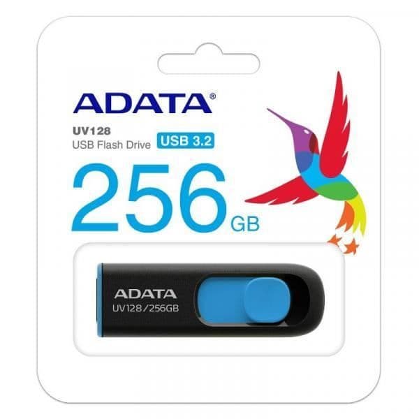 Hukommelseskort - ADATA - AUV128 - 256 GB - USB 3.0 - Sort/Azul