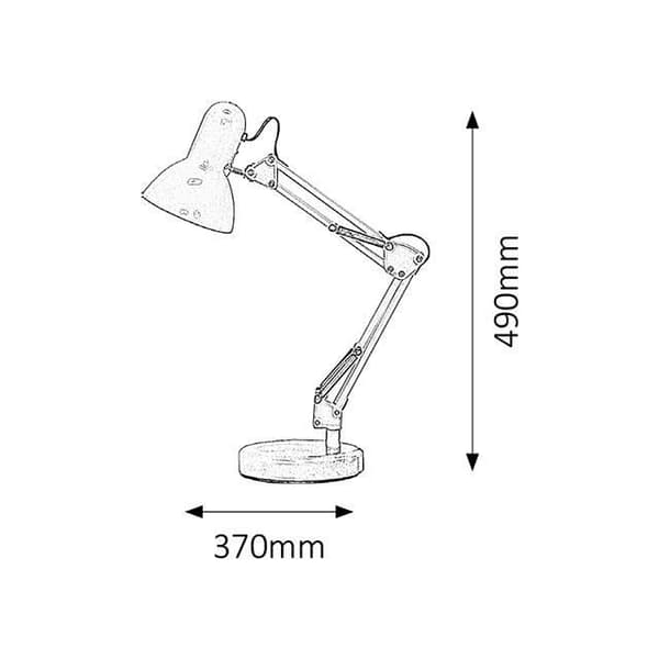 Skrivebordslampe - RABALUX - Samson - Sort metal - E27 - H49cm