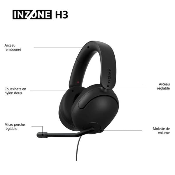 Sony Inzone H3 headset - kablet gaming - Sort