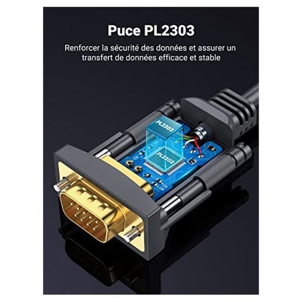 RS232 USB Kabel Adapter USB til DB9 Han (3M) - Rute - Ingen stik