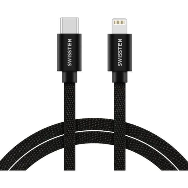 Tekstil Hurtig Opladning 3.1 USB-C til Lightning 2m Sort