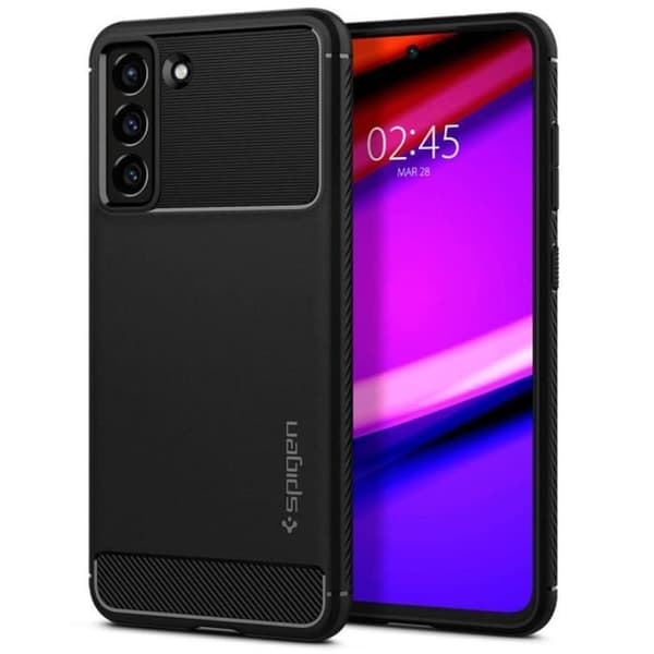Coque - SPIGEN - Rugged Armor - Sort - Skridsikker - Fleksibel silikone