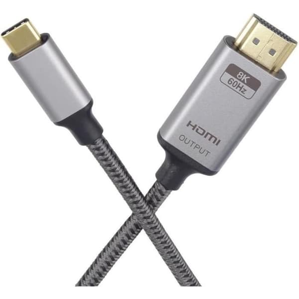 USB-C til HDMI 2.1 - PREMIUM KABEL - 8K - 2m - Plug-and-play - Sort