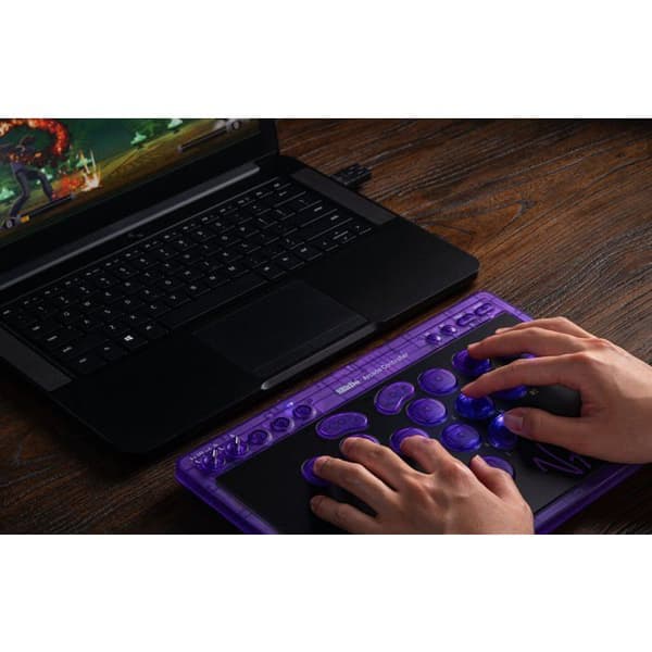 8Bitdo Arcade Controller Lila Edition Bluetooth/2.4G/USB kompatibel med Switch 1 och 2, Windows