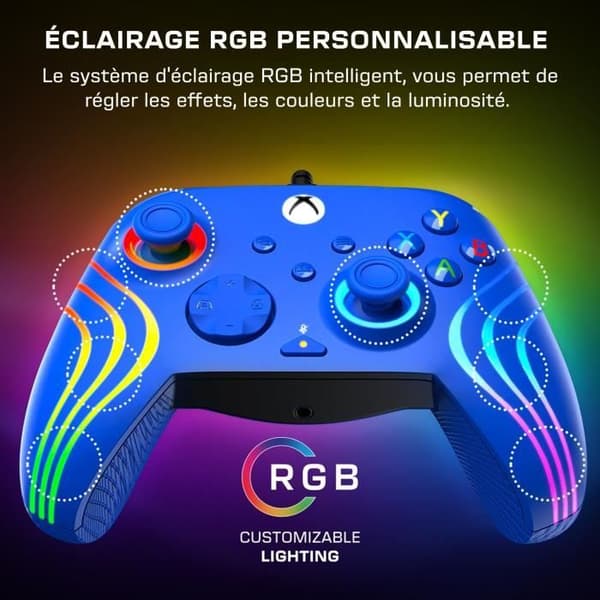 Spilcontroller - Xbox Series X|S, Xbox One og PC - Afterglow Wave - RGB - Kablet - Blå - TURTLE BEACH