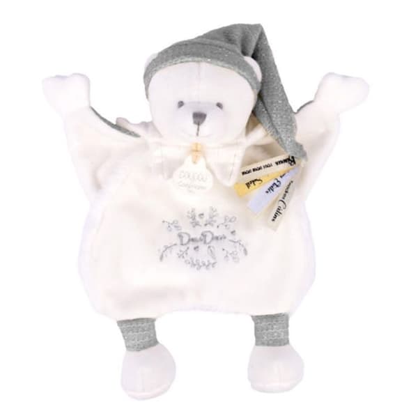 Ours Doudou Cape 25cm Hvid Sølv - DOUDOU ET COMPAGNIE
