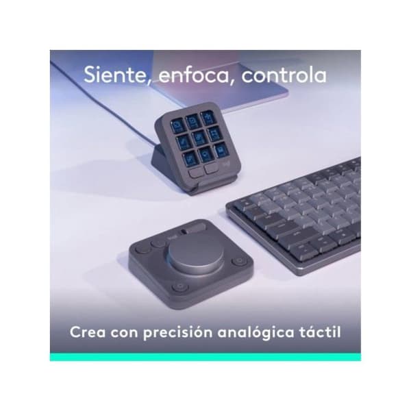 Logitech MX Creative Console-tangentbord 9 anpassningsbara LCD-tangenter Dial Bluetooth USB Grafit