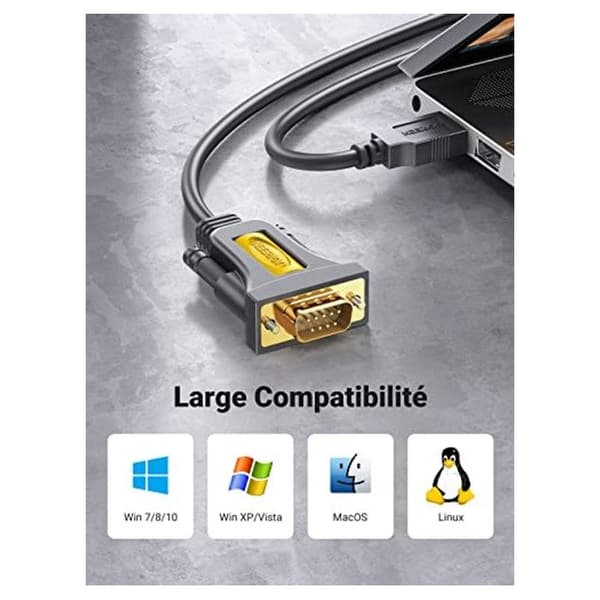 RS232 USB Kabel Adapter USB til DB9 Han (3M) - Rute - Ingen stik