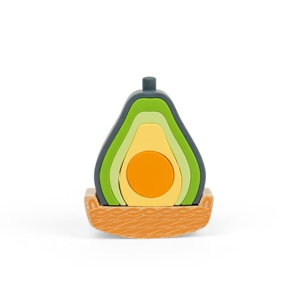 BigJigs legetøj Rocking Avocado stablebart sanseligt holdbart