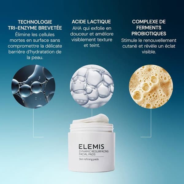 Ansiktskuddar - ELEMIS - 60 skivor - Tri-enzyms exfoliant - Utjämnande - Ytbehandlande