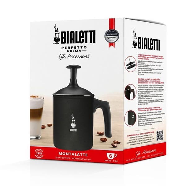Manuel mælkeskummer - BIALETTI - PERFETTO CREMA - 330 ml - Sort