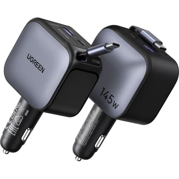 Biloplader - UGREEN - 145W - Med tilbagehæbbart kabel