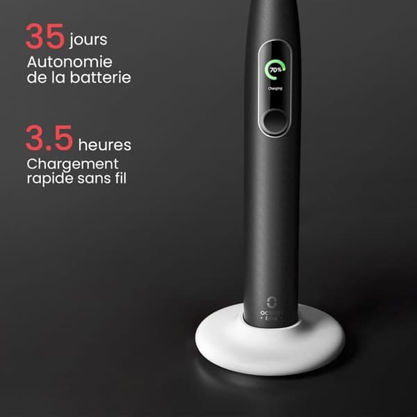 Elektrisk tandbørste - OCLEAN - X Pro Elite Sæt - 7 børstehoveder - Rejsetaske - Sort