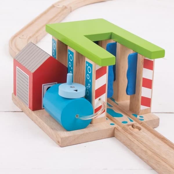 Vaskestation - BigJigs - Tog - Træ - Rød - Indendørs