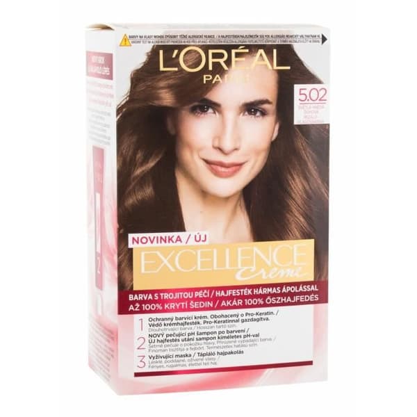 Hårfarve - L'Oréal Paris Excellence Creme - 5.02 Lys Brun - Triple Beskyttelse - 48ml