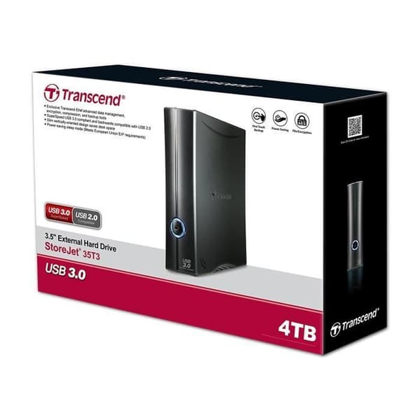 TRANSCEND StoreJet 3,5" T3 HDD Extern hårddisk - Bärbar hårddisk - 4TB