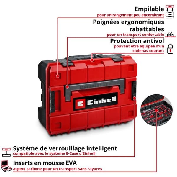 Einhell Set Verktygslåda Renovering E-Case 78 delar (Renovering, Borrmaskiner, Bits, Tänger, Spackel, E-Case System)