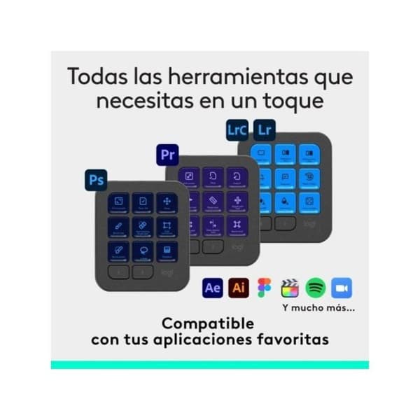 Logitech MX Creative Console-tangentbord 9 anpassningsbara LCD-tangenter Dial Bluetooth USB Grafit