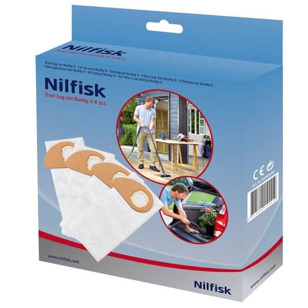 Støvsugerpose - NILFISK - Buddy II - Hvid - 4 erstatningsposer
