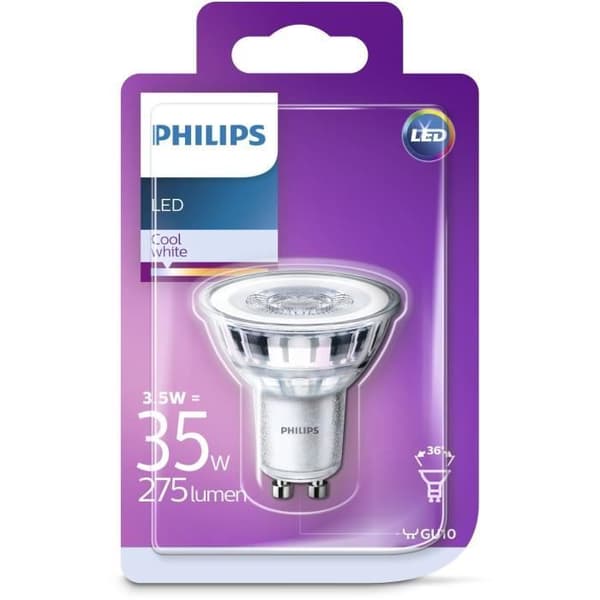 PHILIPS LED spotlight GU10 sockel - 3 - 5W motsvarande 35W - kallvit