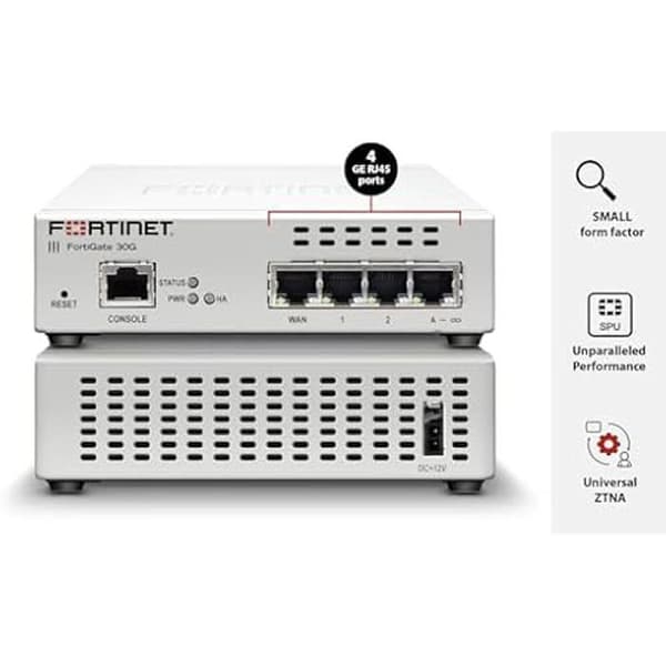 Firewall - FORTINET - FortiGate-30G - 4 porte Gigabit Ethernet - SD-WAN - Centraliseret styring