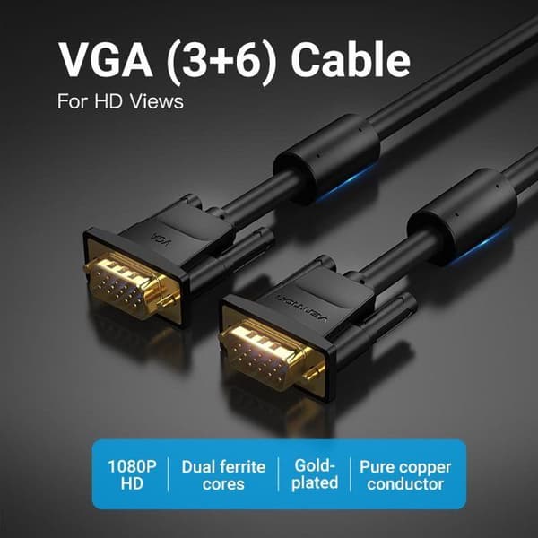 Vention VGA Eksklusiv Kabel 10m Sort