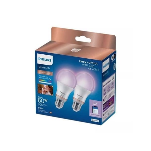Forbundet LED-pære - PHILIPS - E27 8,5W 806lm - Varm hvid - Dæmpbar - A+