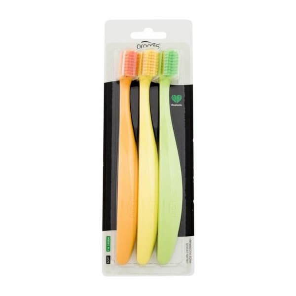 Bløde tandbørster - Løfte - 3 stk - Orange - Gul - Grøn
