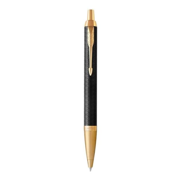 Kuglepen - PARKER - IM Premium - Sort - Gyldne attributter - Blå refill med medium spids