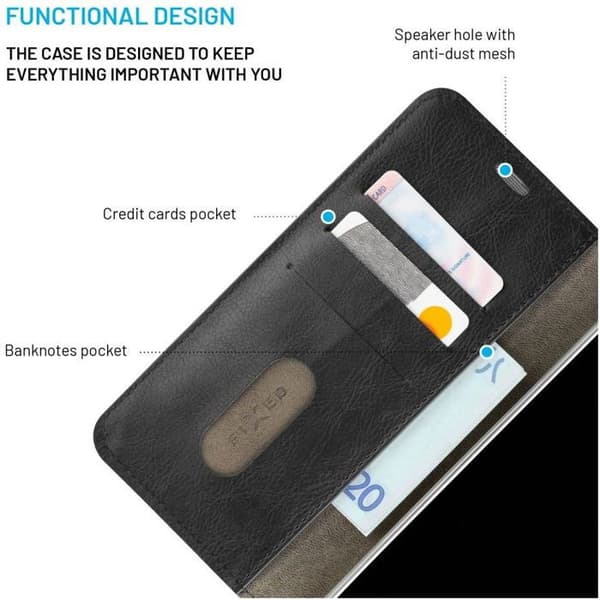 Etui til telefon - FIXED - Opus - Samsung Galaxy S25 - TPU og kunstlæder - Sort
