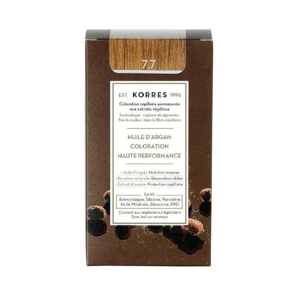 Korres arganolie permanent hårfarve 7.7 blond brun