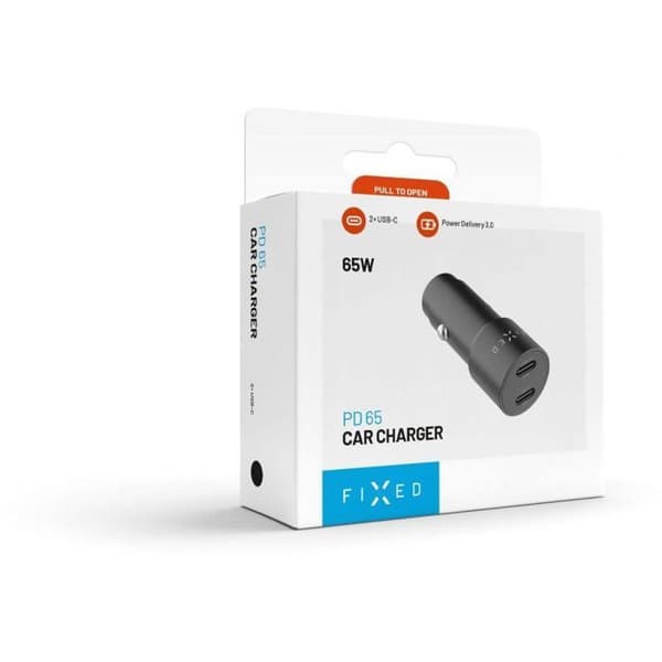 Laddare - väggadapter Fixed Laddare fast 2x USB-C 3A (FIXCC65-CC-BK)