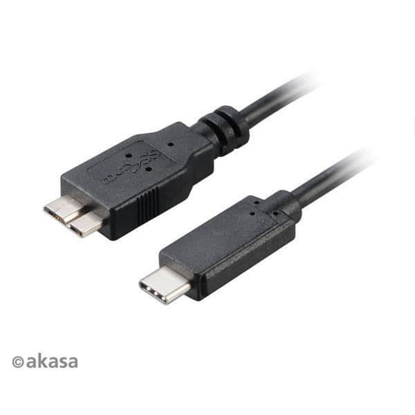 USB C-kabel - AKASA - C-micro-B - 1m - USB 3.1 Gen 2 - Sort