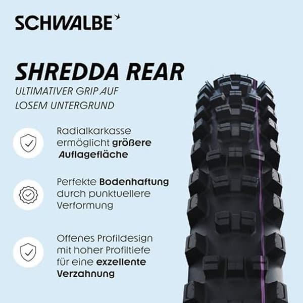 Cykeldæk - SCHWALBE - Shredda - TLR - Sort - Voksen - Unisex