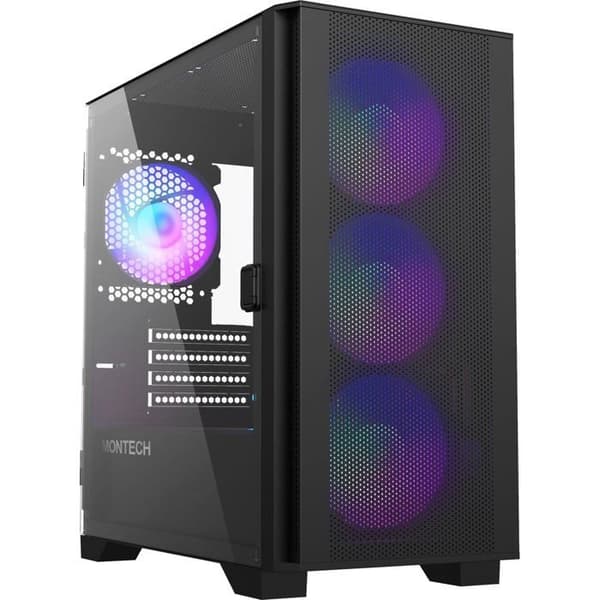 Micro-ATX kabinet - MONTECH - Air 100 ARGB - Hærdet glas - Sort - ARGB belysning